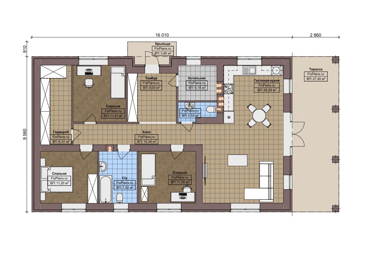 Планировка Одноэтажный дом F-6902