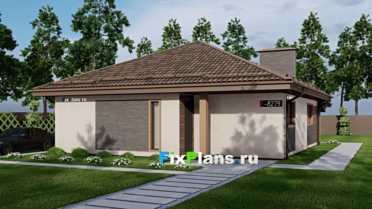 Одноэтажный дом F-8279 — фасад