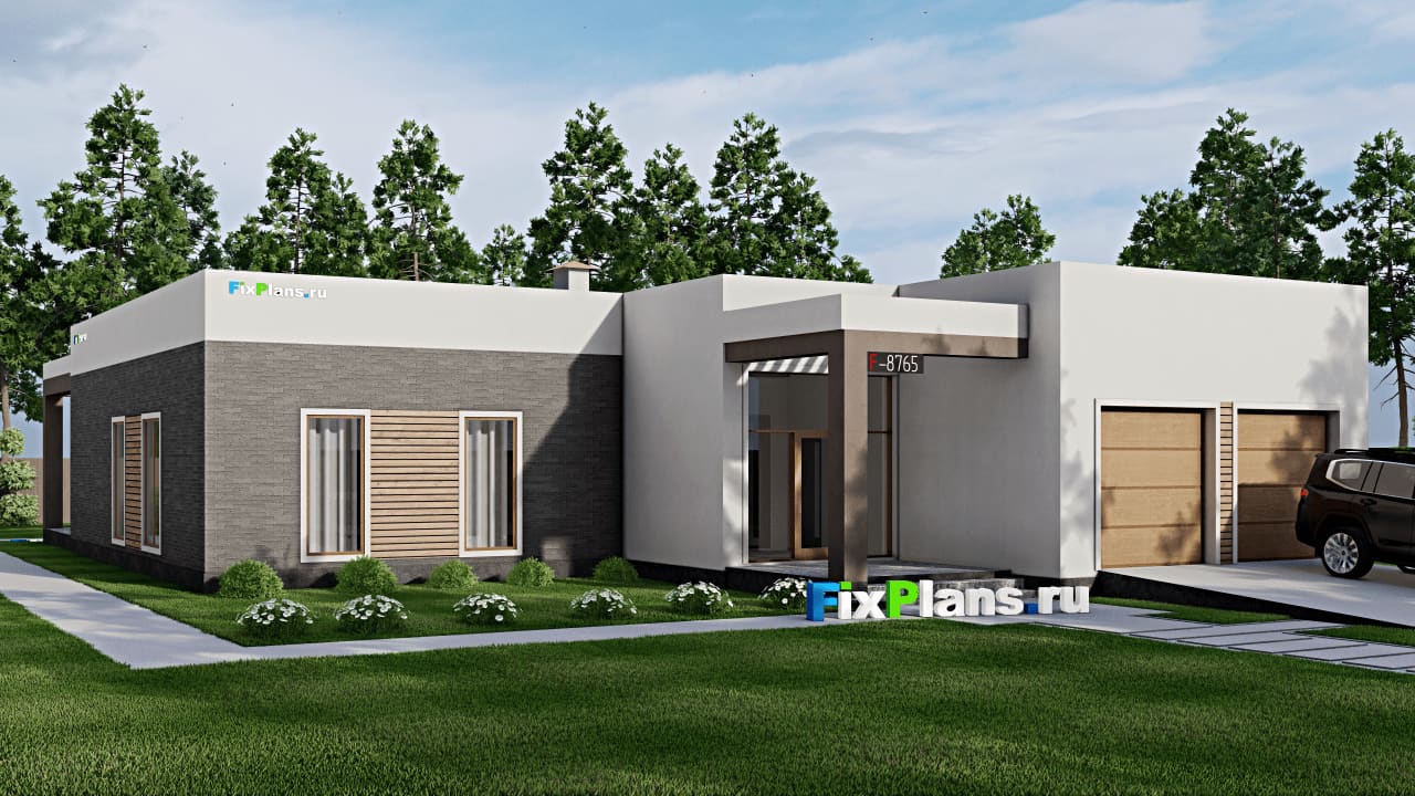 Одноэтажный дом F-8765 — фасад