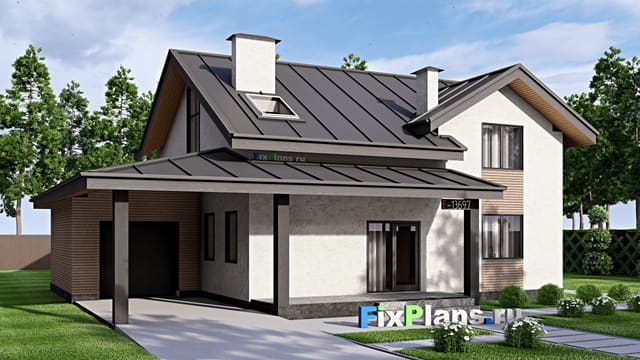 Одноэтажный дом с мансардой  F-13697