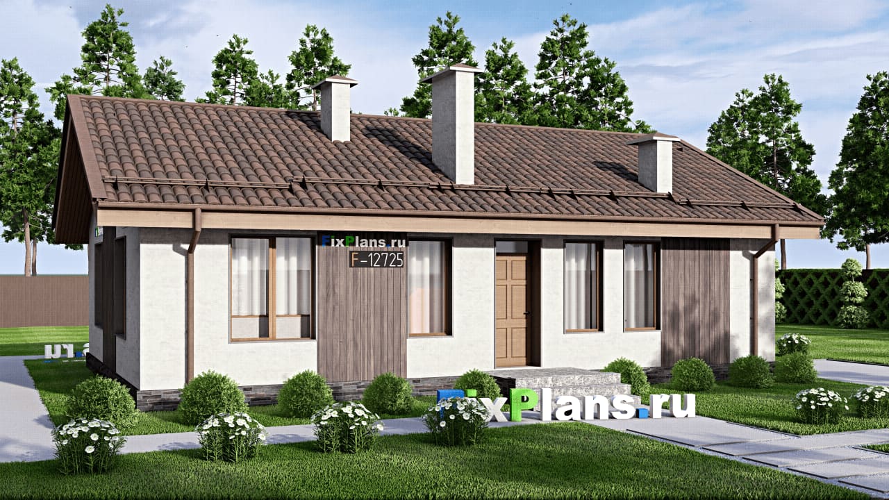 Одноэтажный дом F-12725 — фасад