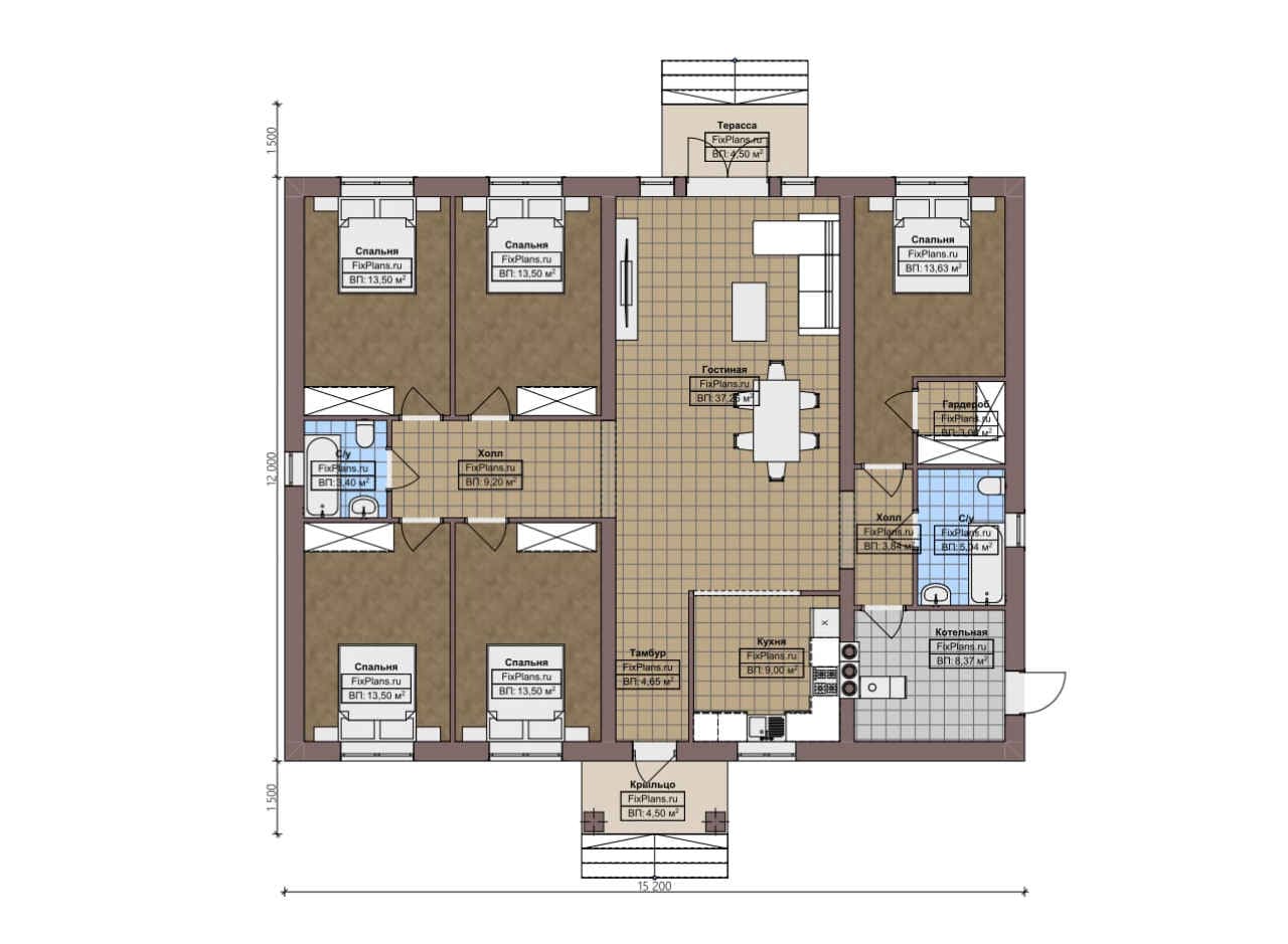 Планировка Одноэтажный дом F-4004